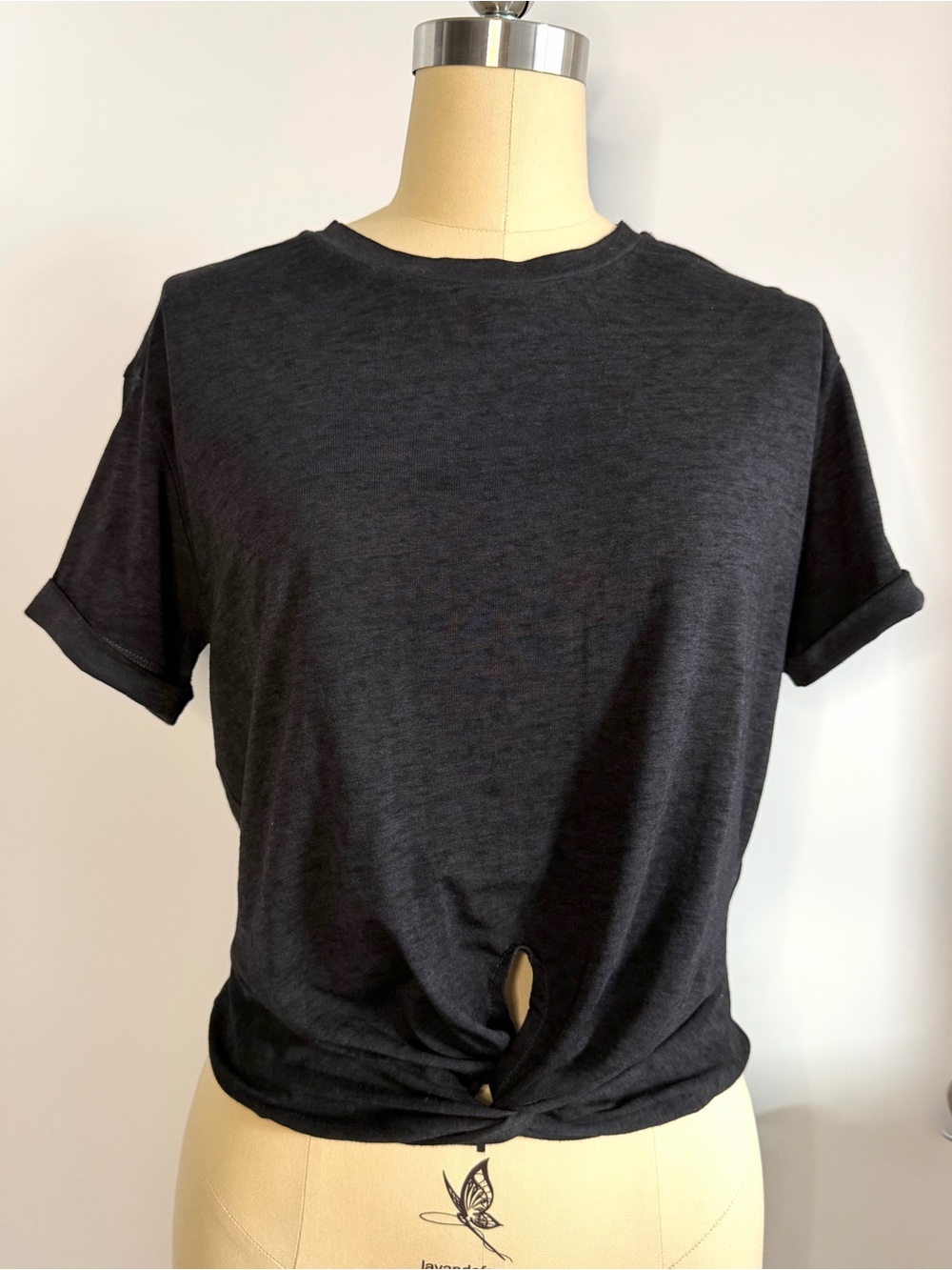 NWOT ALL SAINTS Black Knot-Front Short Sleeve T-Shirt Women’s S